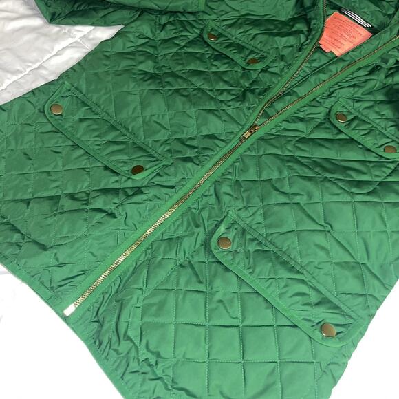 New J.Crew Signature Puffer $200 Womans Small Quilted Green Hooded Jacket luxury - Picture 7 of 9